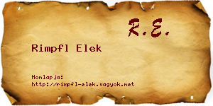 Rimpfl Elek névjegykártya